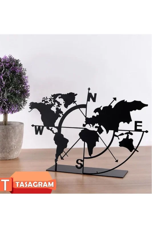 Masa Üstü Metal Dünya Haritası