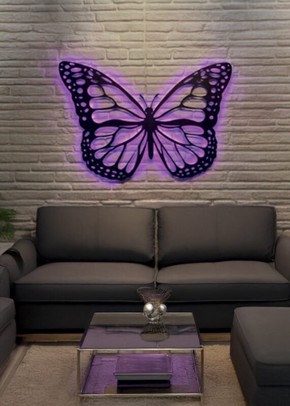 Ledli Kelebek Metal Tablo