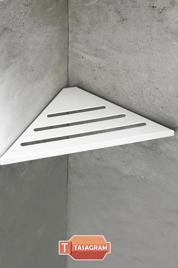 Beyaz Üçgen Köşe Rafı